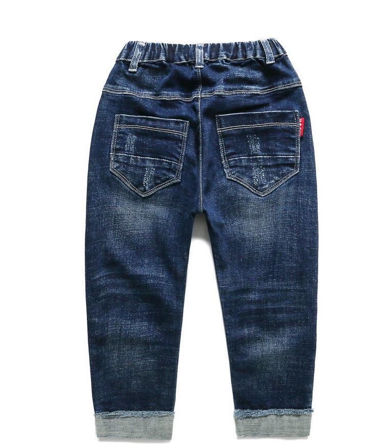 Kids Boys Jeans Baby Clothes Classic Pants Children Denim Clothing Boy Casual Bowboy Long Trousers  5-13Y