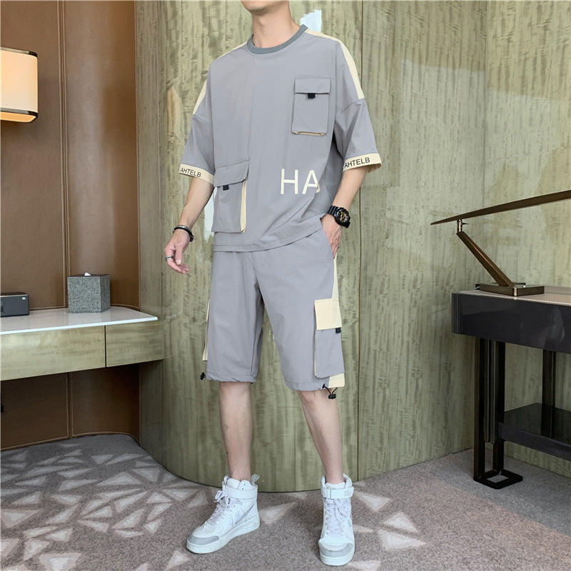 Youth Popular Korean T-shirt Men's Shorts Spot Japanese Style Casual Suit