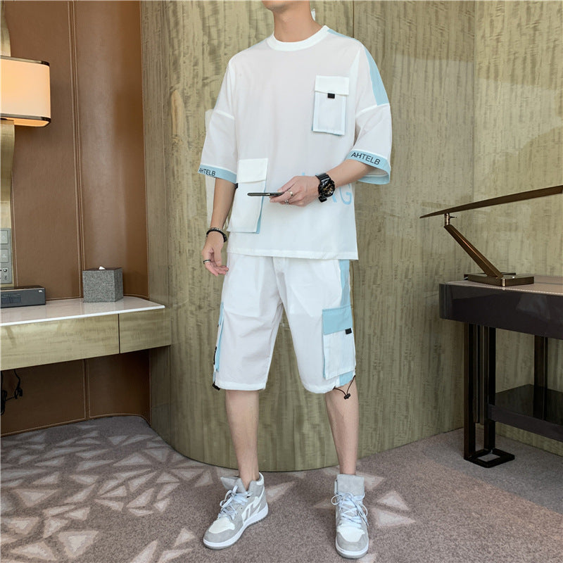 Youth Popular Korean T-shirt Men's Shorts Spot Japanese Style Casual Suit