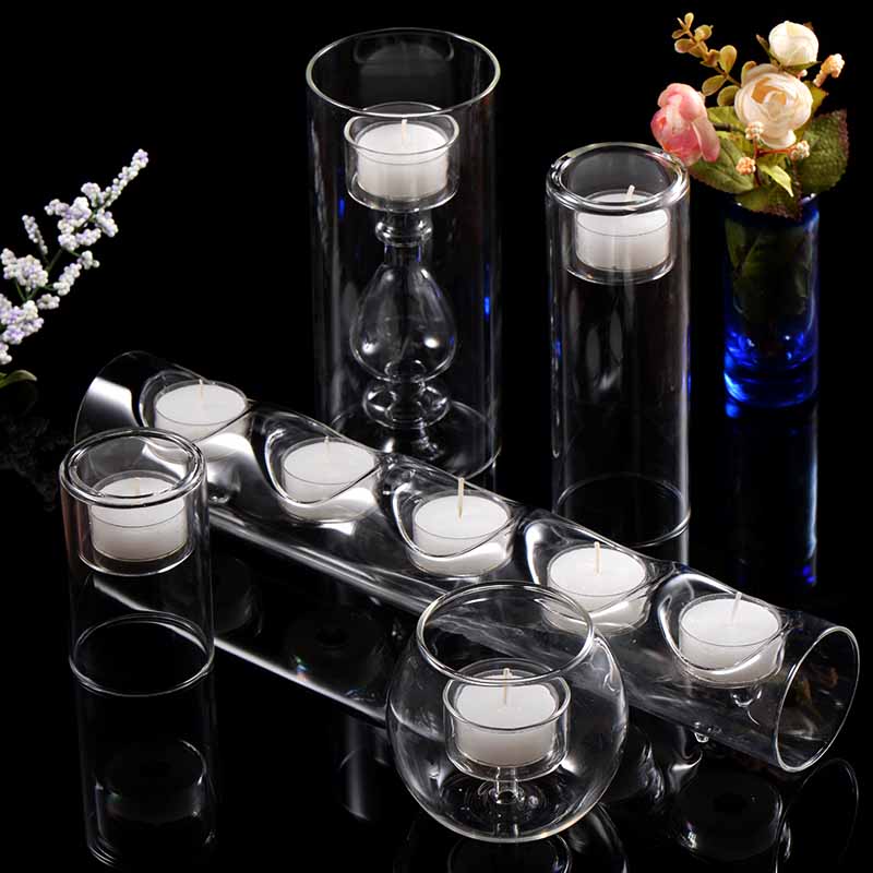 European Style Romantic Candlelight Dinner With Glass Candle Holder
