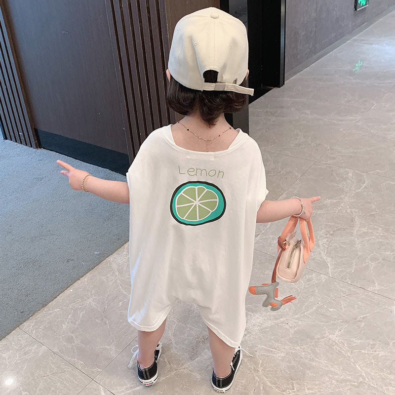 2021 Summer New Lemon One-Piece Korean Version Of Male And Female Baby Clothes, Climbing Clothes, Children's Clothing