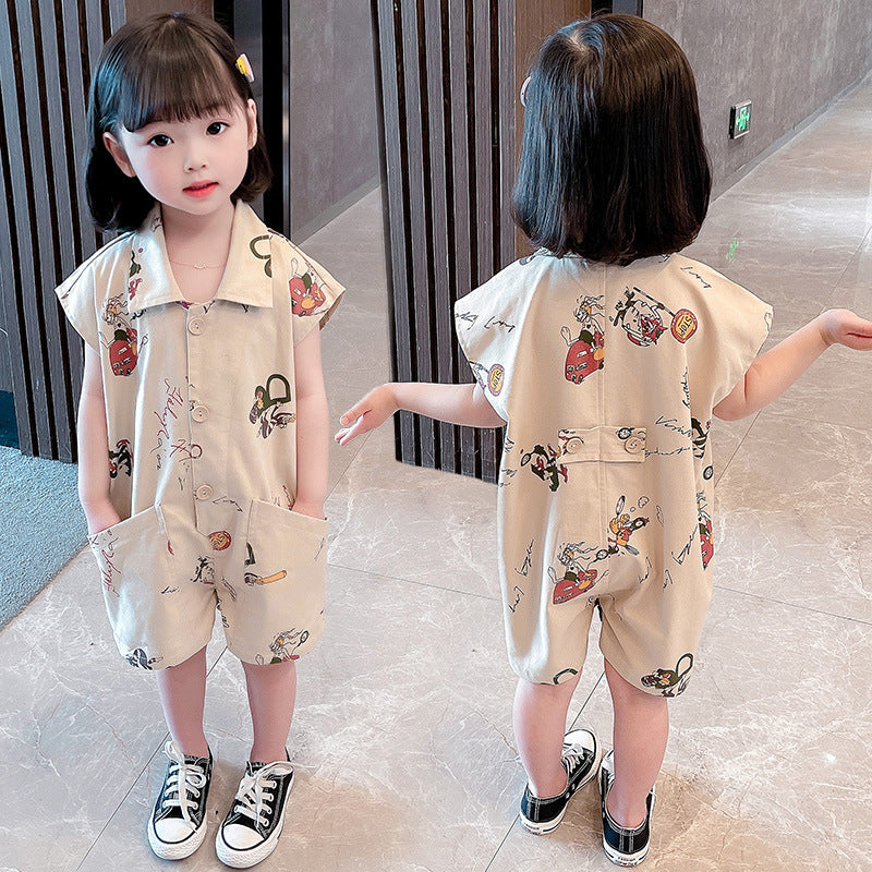 Summer New Style Graffiti Jumpsuit Korean Male And Female Baby