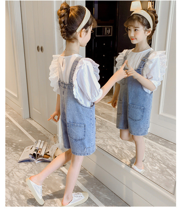 Little Girl Western Style Jeans Summer Suit