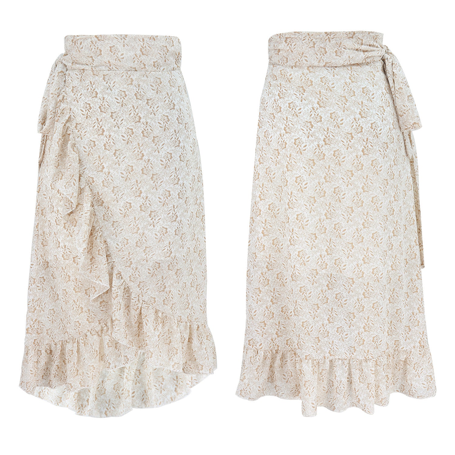 Strapless irregular floral chiffon skirt