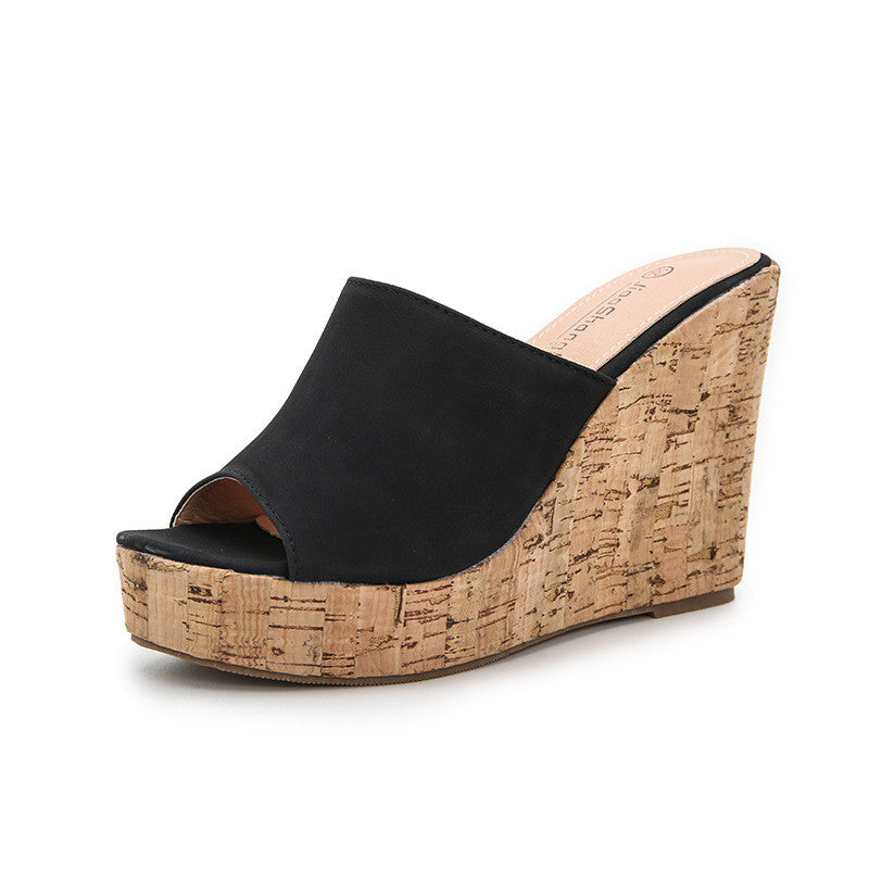 Wedge High Heel Fish Mouth Sandals