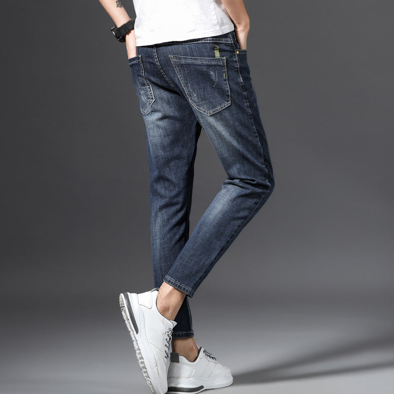 Korean Style Men'S Cropped Jeans Slim Feet