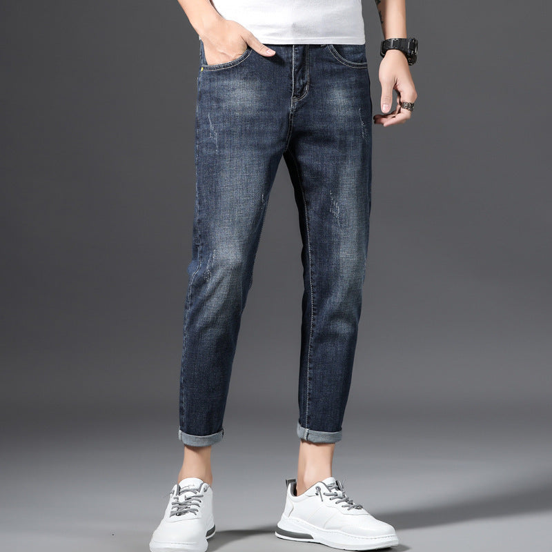 Korean Style Men'S Cropped Jeans Slim Feet