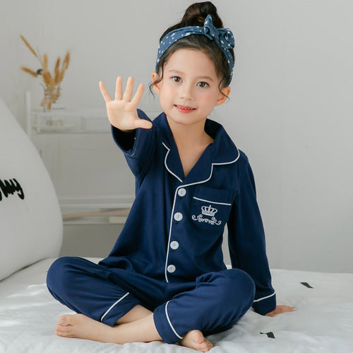 Children's Clothing Girls Cute Printing Long-sleeved Home Wear, Big Children's Thin Cotton Pajamas Set