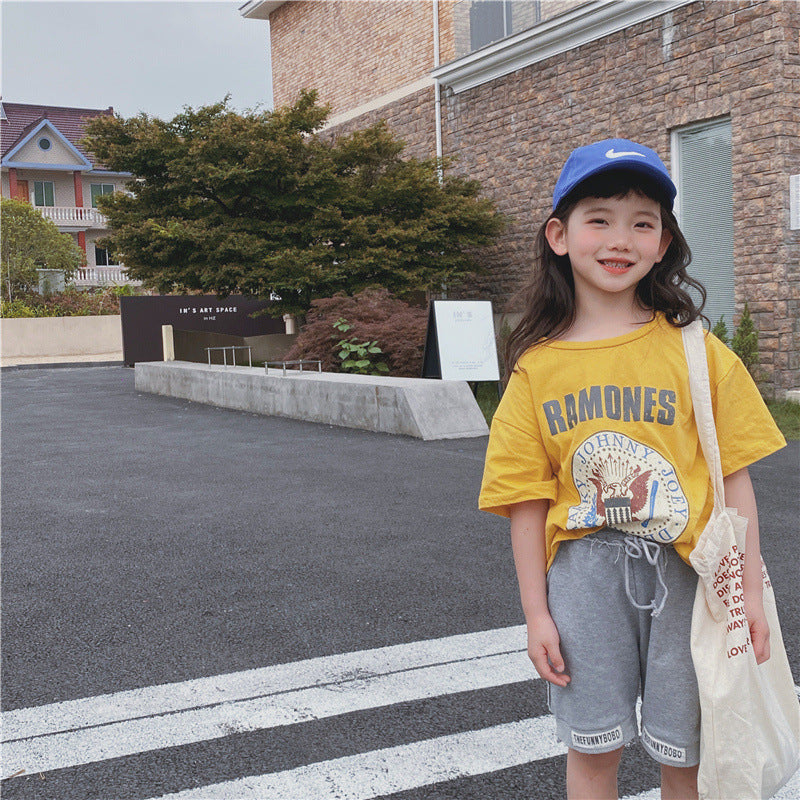 Children's Western-style Solid Color Short-sleeved T-shirt