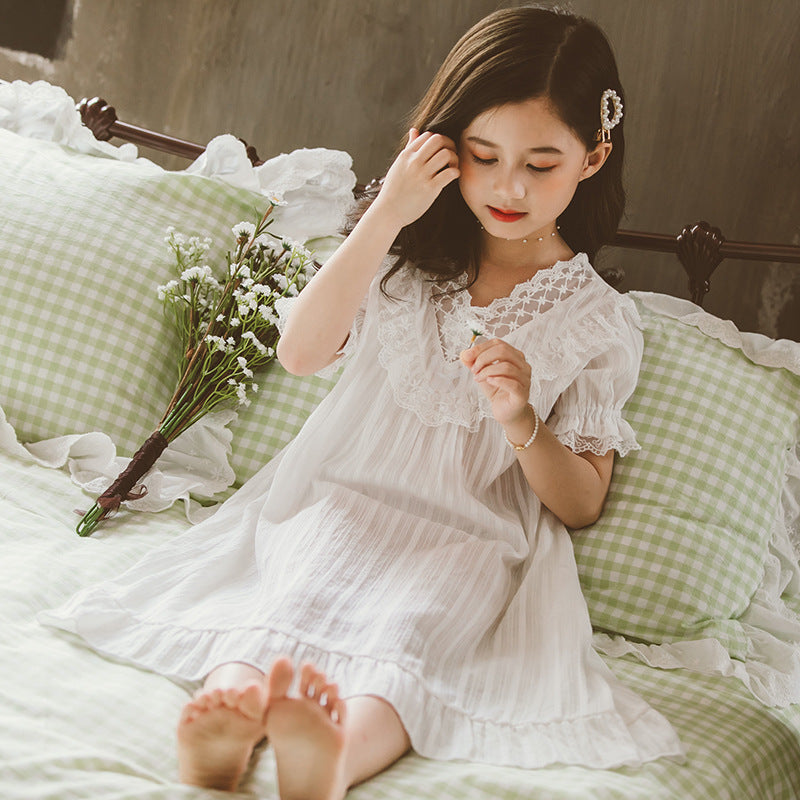 Children's Short-Sleeved Nightdress, Girls' Pajamas