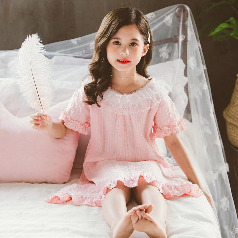 Children's Short-Sleeved Nightdress, Girls' Pajamas