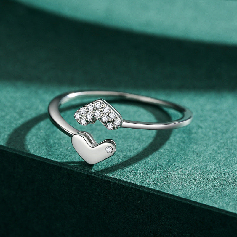 Versatile Peach Heart Love Pure Silver Ring, Women''s Adjustable Design Jewelry Ring