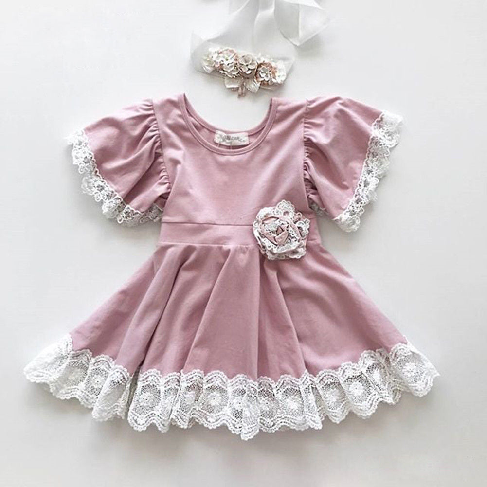 Lace pink princess dress
