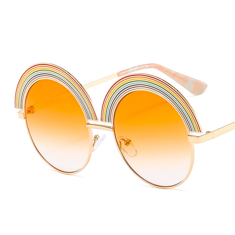 Metal Rainbow Round Frame Sunglasses
