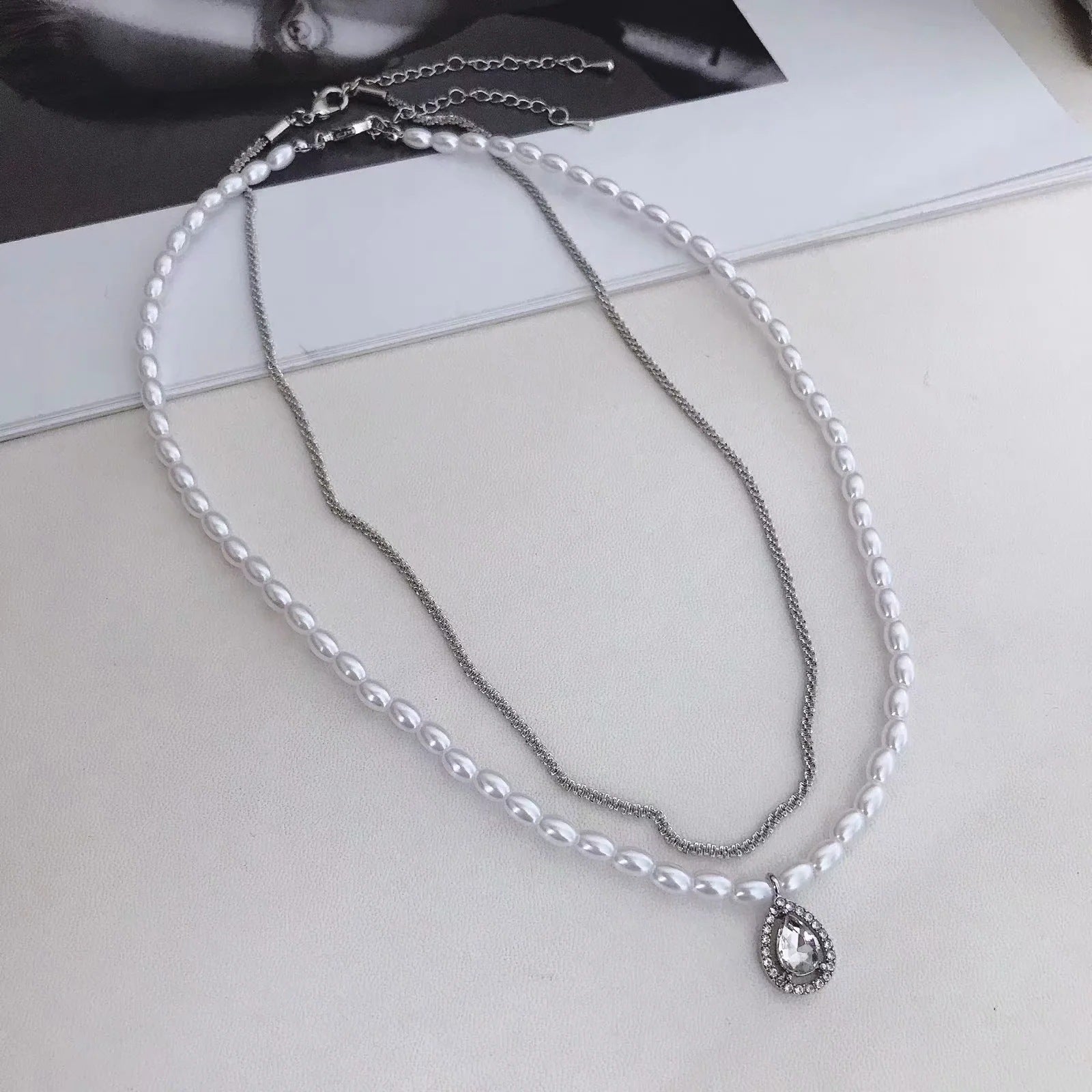 Pearl Double Layered Necklace Female Niche