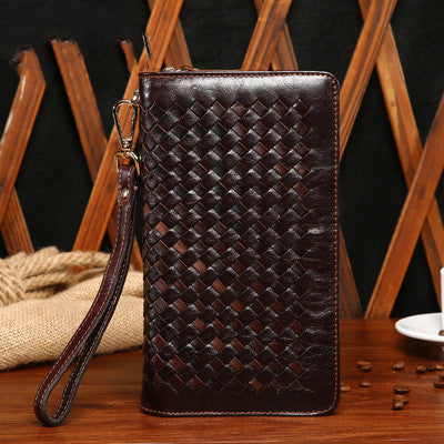 Knit long purse with double zipper