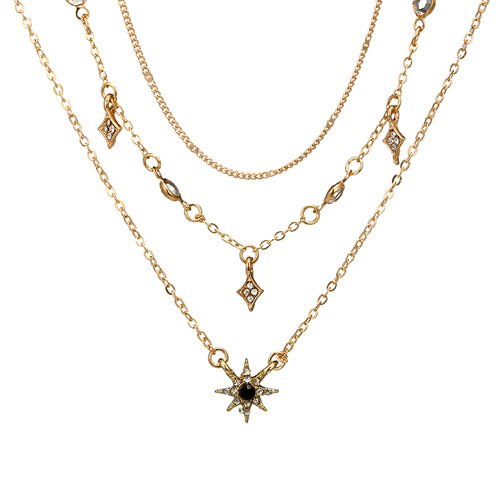 Multi-layer star pendant necklace handmade alloy necklace