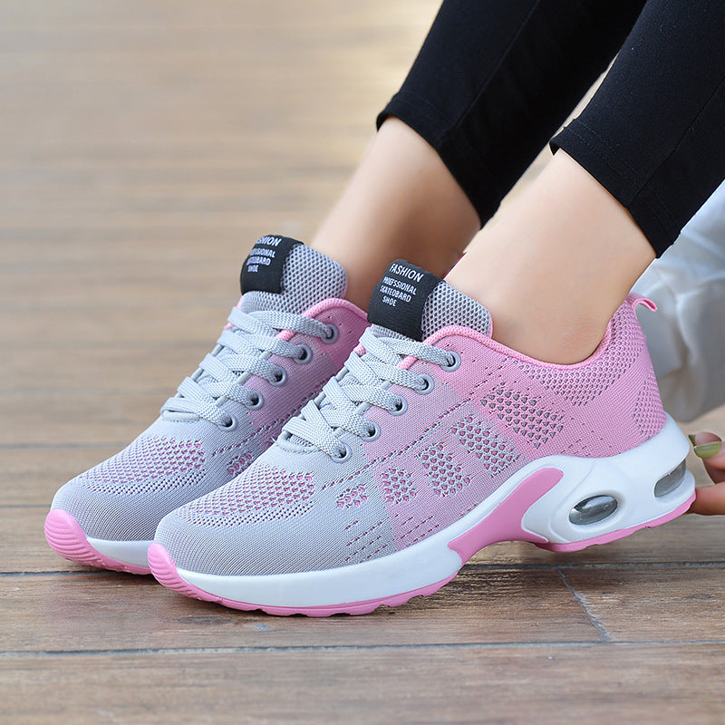 Flying woven breathable air cushion sneakers