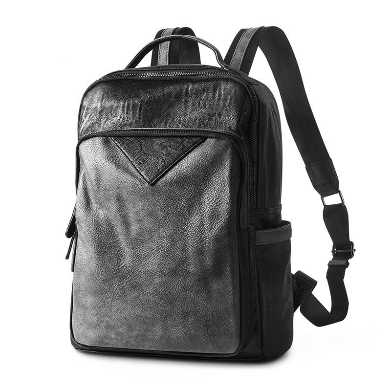 Black PU Leather Backpack School Bag