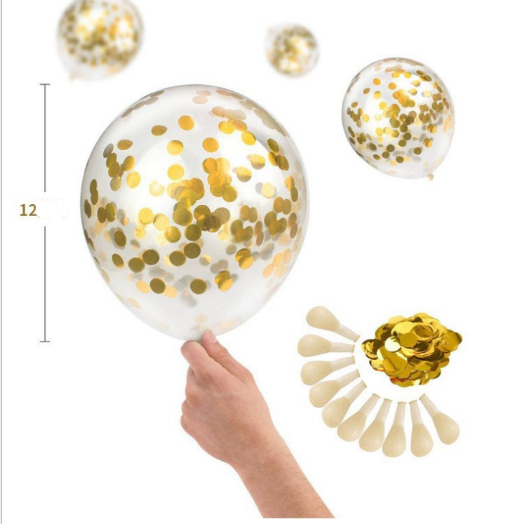 12-inch transparent dot paper balloon color gold sequins birthday paper circular Balloon Wedding Decoration
