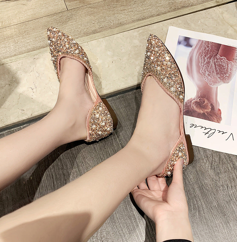 Women's Pearl Rhinestone Shallow Pointed Toe Shoes