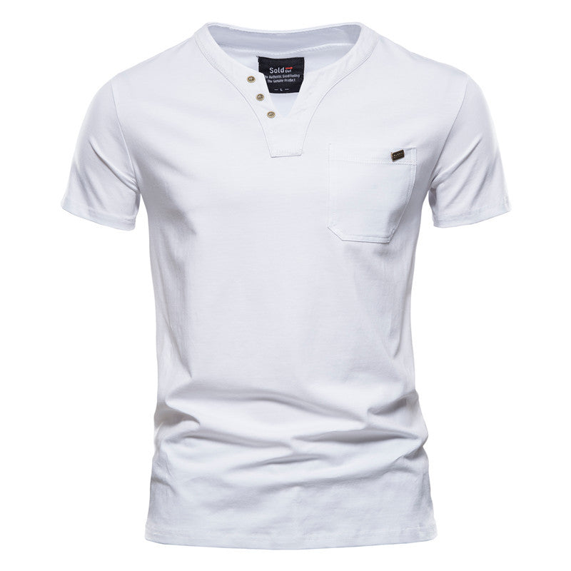 Sports T-shirt Slim Cotton Pocket Men