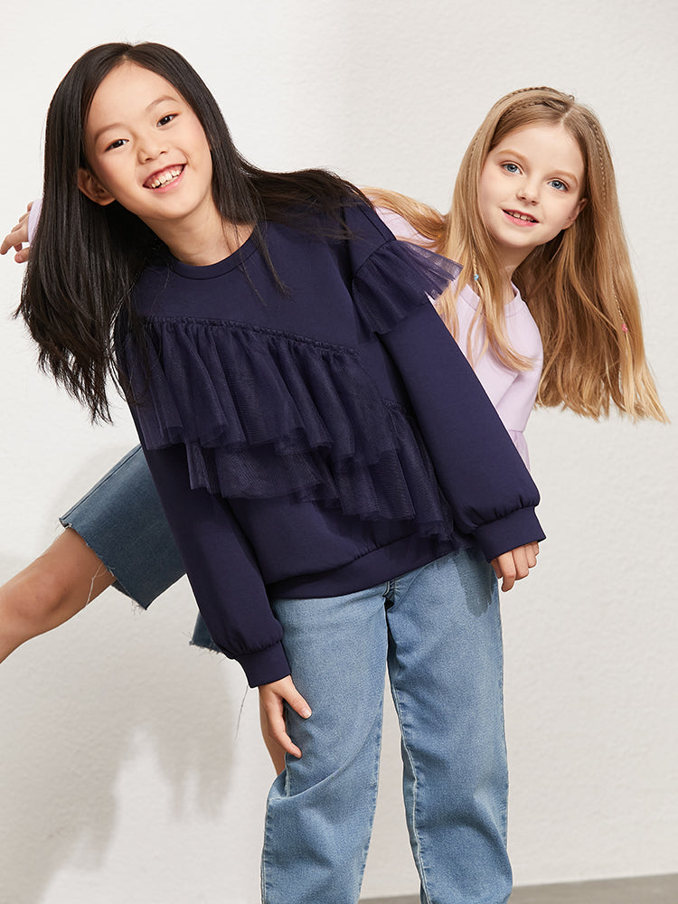 Children's Clothing Girls' Sweatshirt Medium And Large Pullover