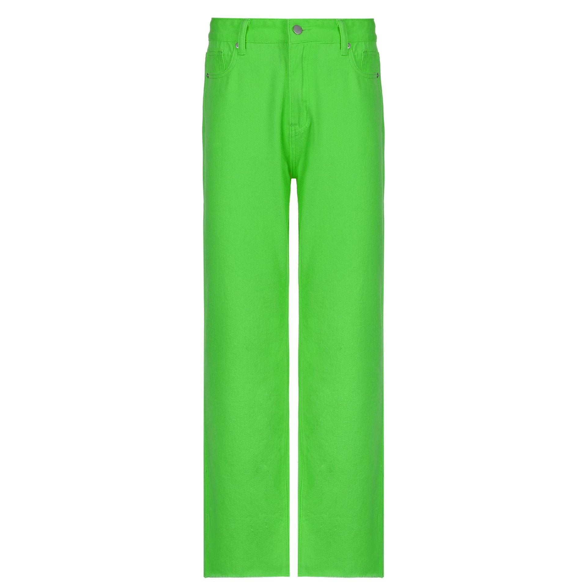 Ladies Street Candy Color High Waist Casual Straight Pants