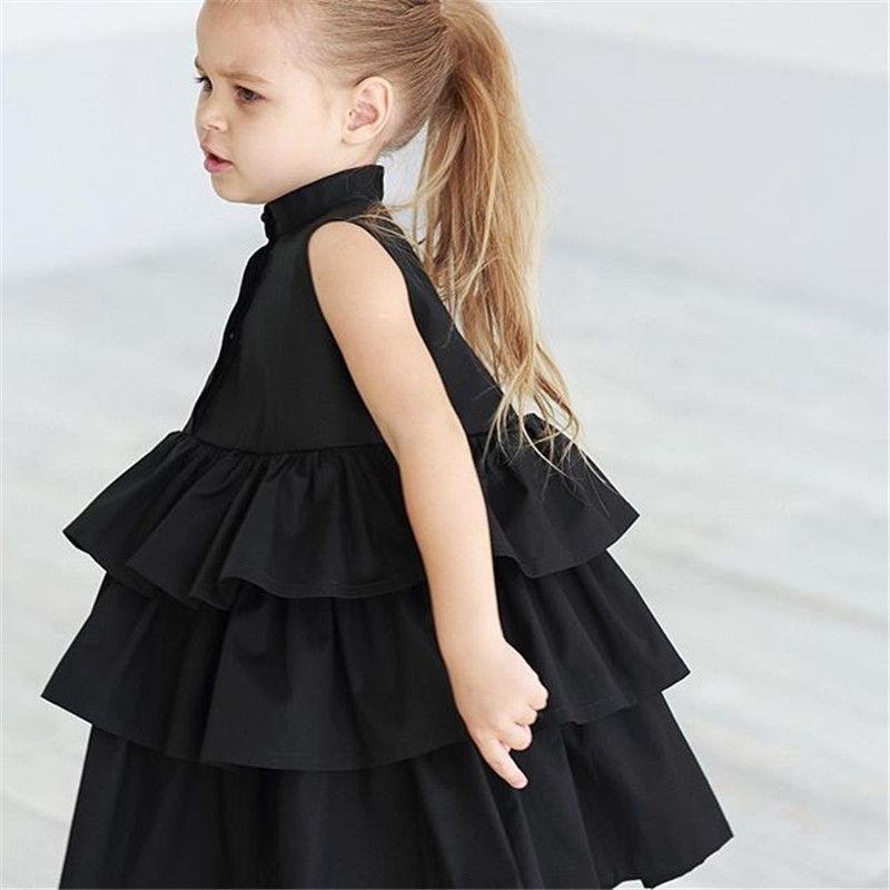 Fashion Simple Solid Color Sleeveless Small And Medium Girl Dress