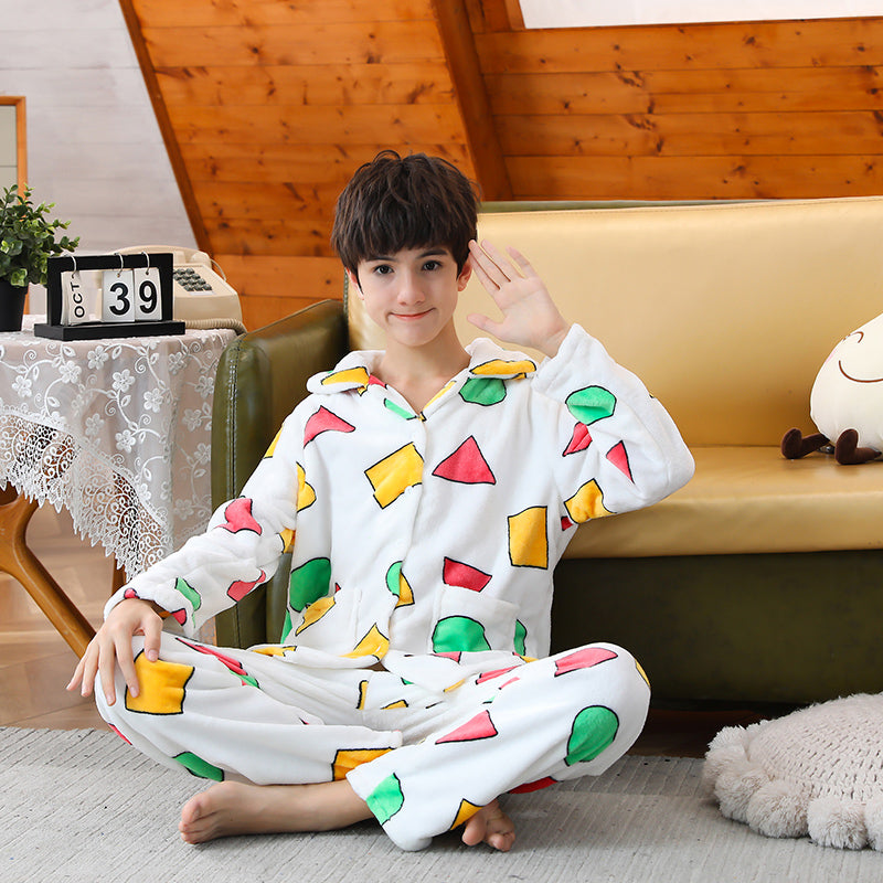 Fashion Youth Pajamas Flannel Long Sleeves