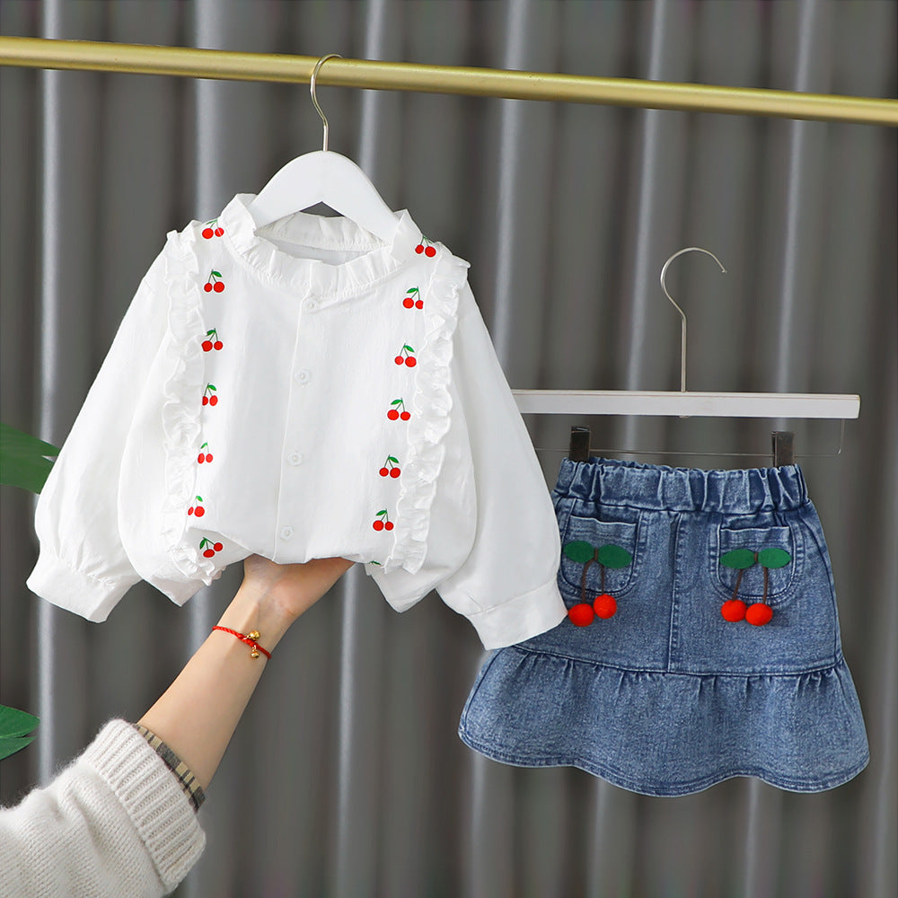 Middle And Small Children's Korean Style Spring Children's Skirt And Trousers Suit