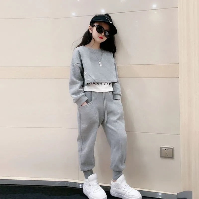 Spring And Autumn Leisure Sports Sweater Two-piece Trend