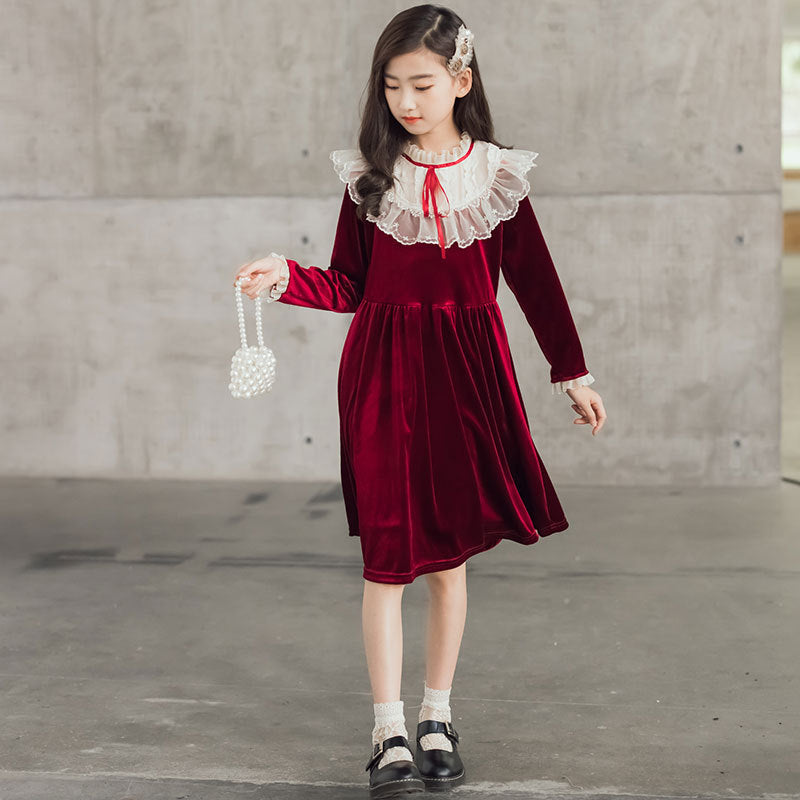 Girls' Children's Dress Velvet Princess Dress