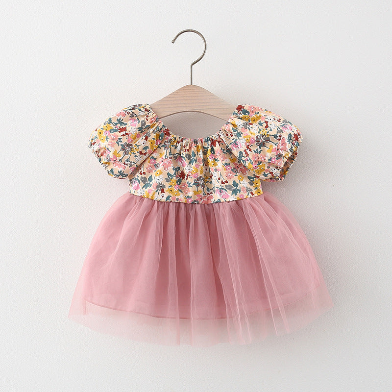 Infant Fashion Floral Dress Short Sleeve