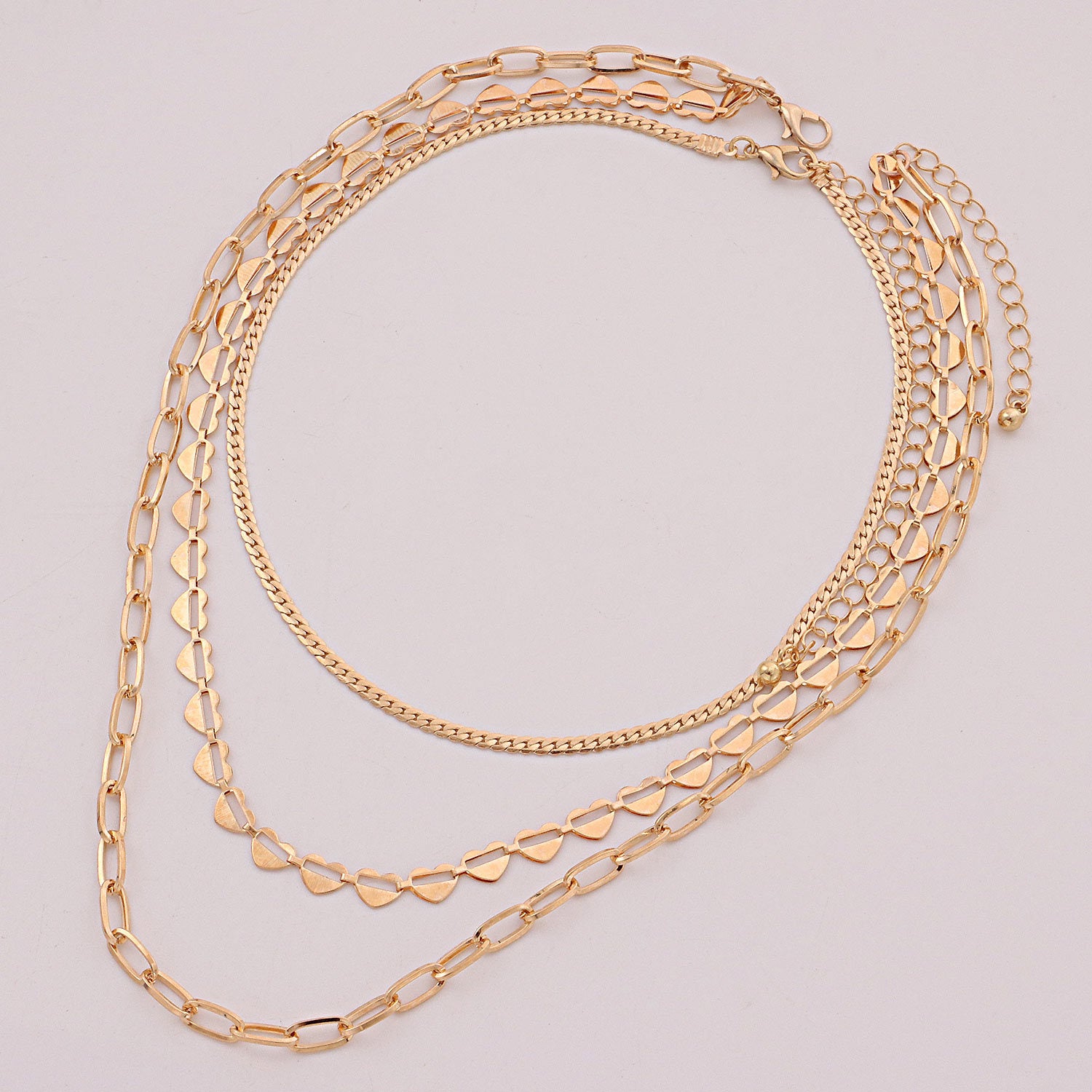 Multi-layer Paper Clip Love Heart Chain Necklace Women
