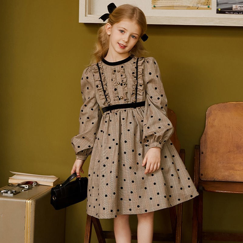 Girls Kids Polka Dot Princess Dress