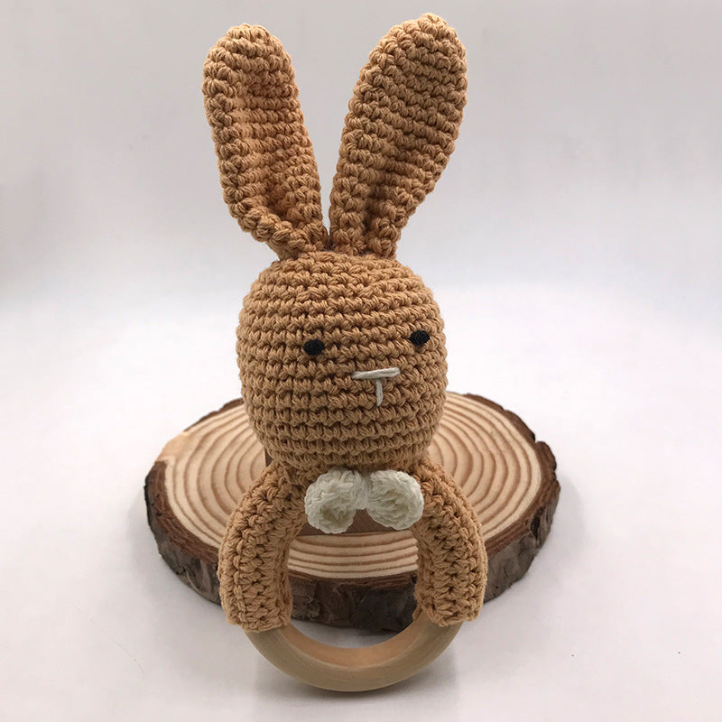 Baby Bunny Ear Teether Wooden Teething Ring Newborn Sensory Toy Shower Gift Baby Care