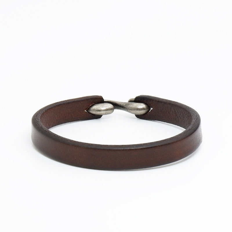 S buckle brown leather bracelet