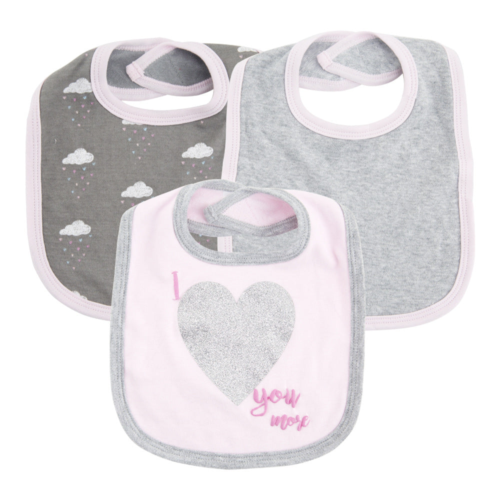Baby bib with 3 baby drool towels