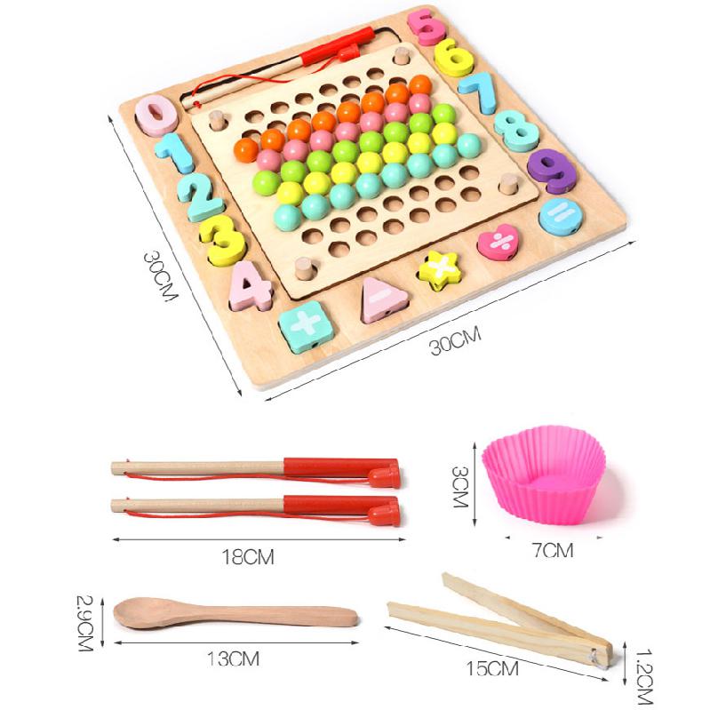 Wooden Children's Multifunctional Fishing Beads Toy