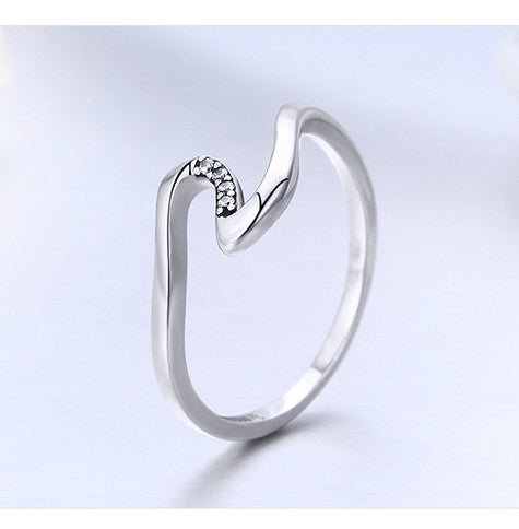Pure silver water drop transparent CZ Ring