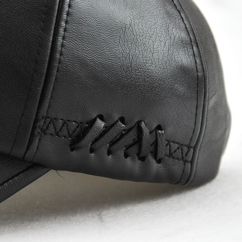 Fashionable autumn and winter leather baseball cap