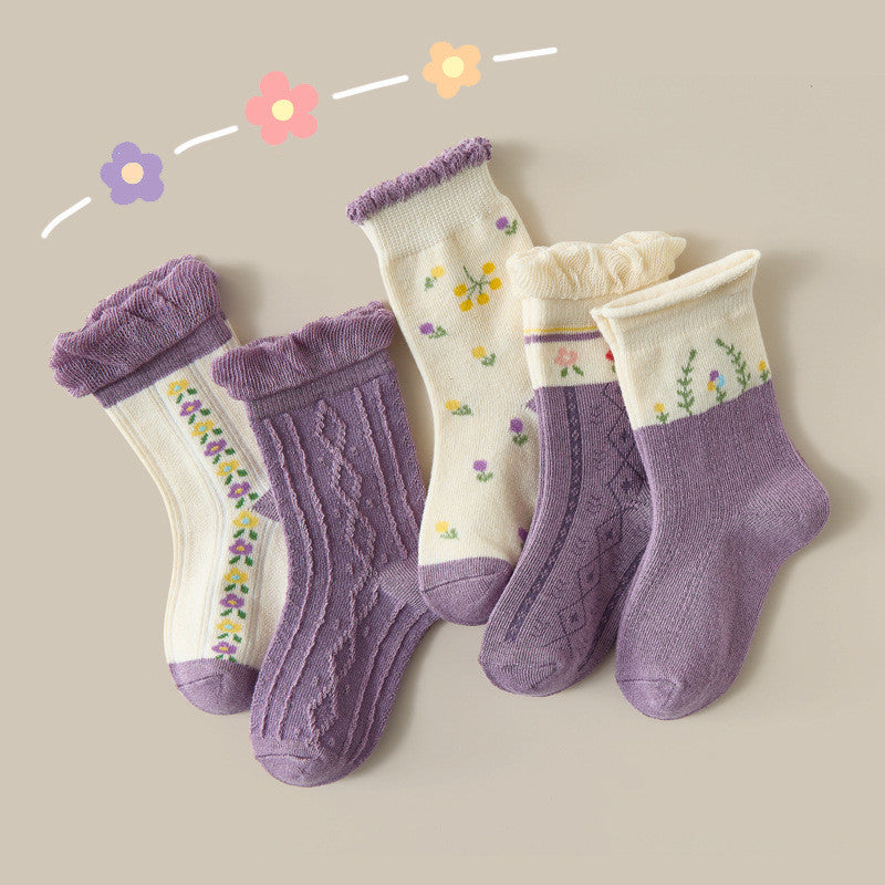Three-dimensional Jacquard Flower Bow Princess Socks