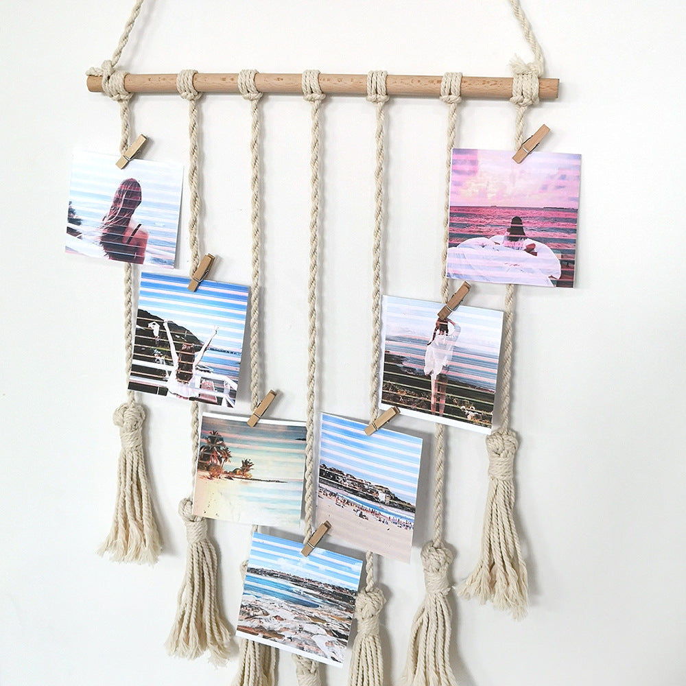 Ins Woven Tapestry Tassel Photo Clip Nordic Home Decoration Wall