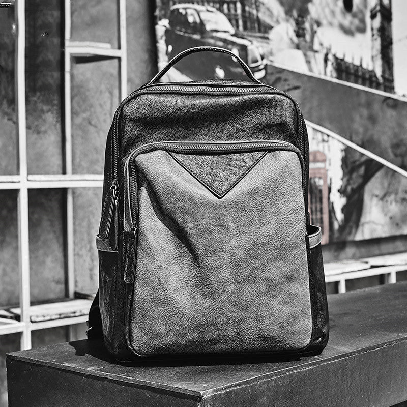 Black PU Leather Backpack School Bag