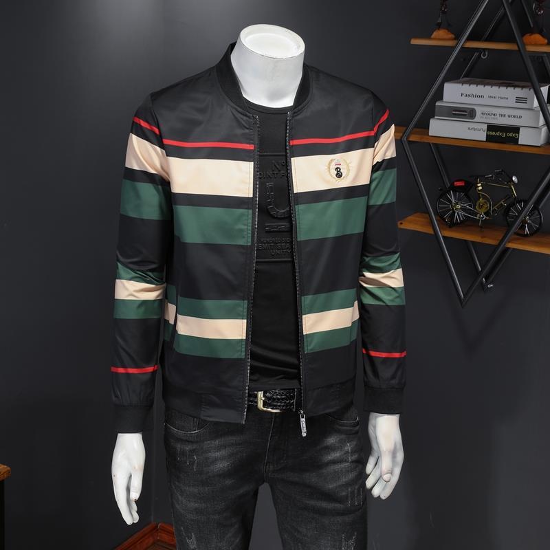 Contrast Striped Jacket Casual Men's Thin Jacket