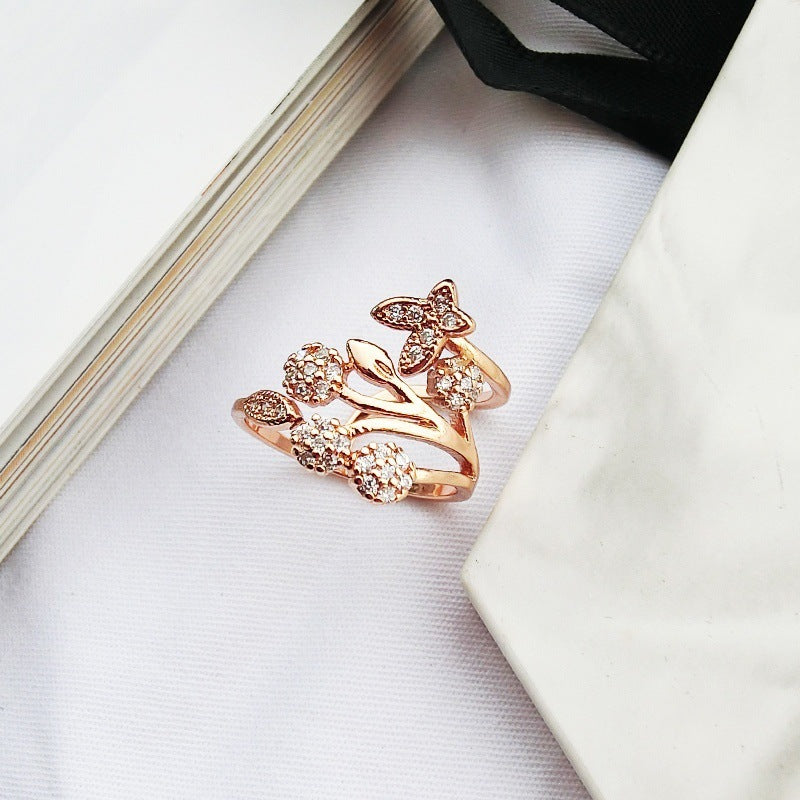 Butterfly micro-set ladies ring