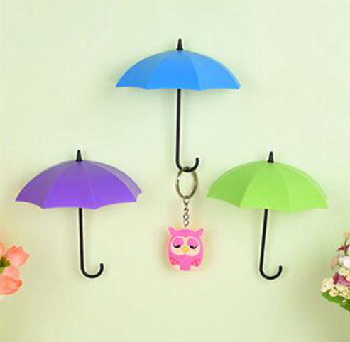 3d stereo wall stickers umbrella hook no trace hook living room background wall self-adhesive painting ornament key hook