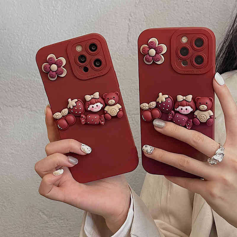 Cute Three-dimensional Bear Girl Phone Case