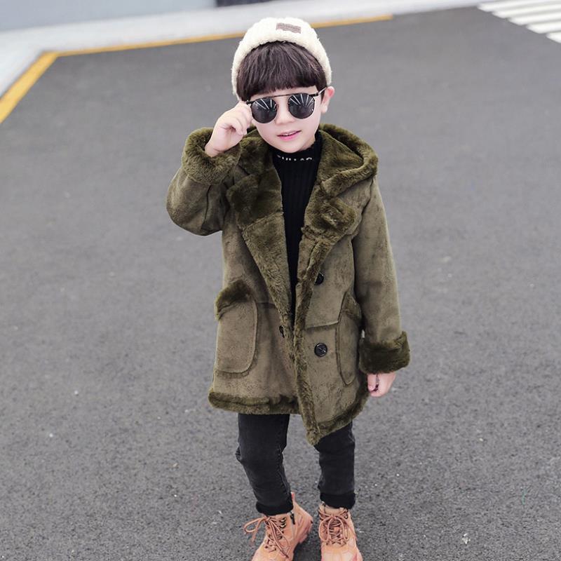 Fashion Boys' Suede Padded Trench Coat